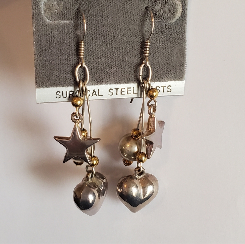 GOLD/SILVER-TONE DANGLE EARRINGS
